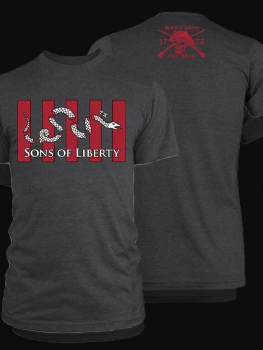 Sons Of Liberty Charcoal Men’s Texas Gadsden Flag Shirt